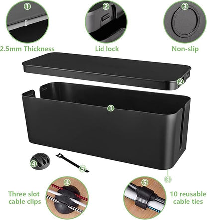 Cable Management Box, Large Cord Organizer Box to Hide Power Strip & Under Desk - Image 4