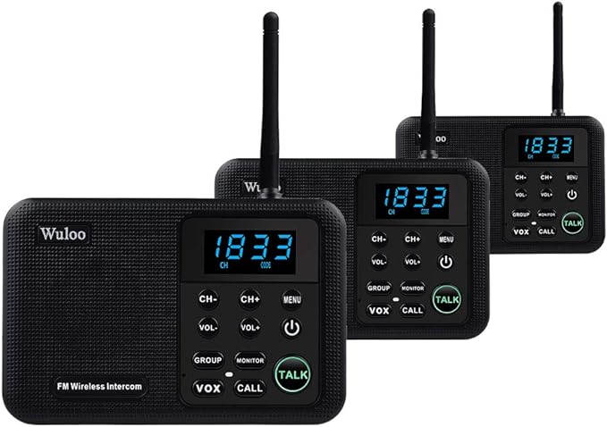 Wuloo Intercoms Wireless for Home 1 Mile Range 22 Channel 100 Digital Code by Wuloo