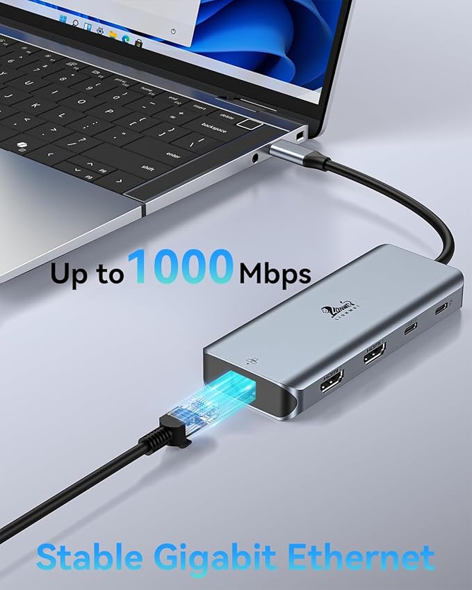 LIONWEI 9 in 1 Laptop Docking Station, Dual HDMI, 100W PD, USB C 3.0, USB C Hub - Image 5