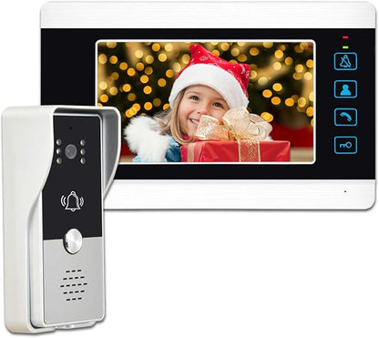 AMOCAM Video Doorbell Intercom System, 7 Inches Alloy Panel Monitor HD Camera by AMOCAM