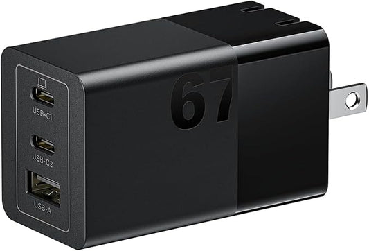 Lenovo 67W USB-C Charger, 3-Port Multi-Device Fast Charging, Advanced GaN by LENOVO