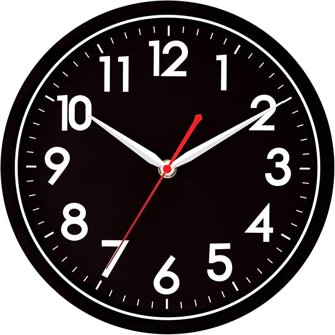 AKCISOT Wall ClockModern Black Silent Non Ticking Wall Clocks Battery Operated by Akcisot