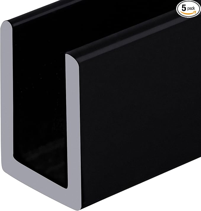 Brixwell SDCD38BL-CCP18-XCP5 Black 3/8" Fixed Panel Shower Door Deep U-Channel by Brixwell
