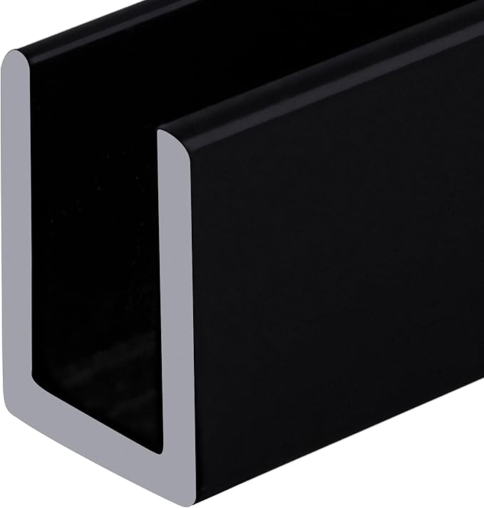 Brixwell SDCD38BL-CCP48 Black 3/8" Fixed Panel Shower Door Deep U-Channel by Brixwell