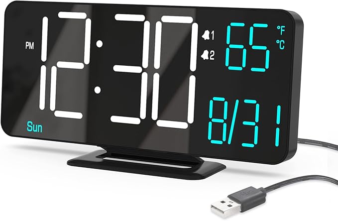 KOSUMOSU Digital Clock for Bedroom 6.7in Small Digital Alarm Clock Black by KOSUMOSUTECHNOLOGY