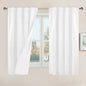 LAMIT 100% Blackout White Linen Curtains 48 Inches Long, Linen Textured Living by LAMIT