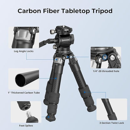 SmallRig Portable Carbon Fiber Tabletop Tripod Kit, Built-in QR Plate - Image 3