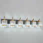 BBLLWJ Modern Black Gold 6 Light Bathroom Vanity Light Crystal Bathroom Light by BBLLWJ