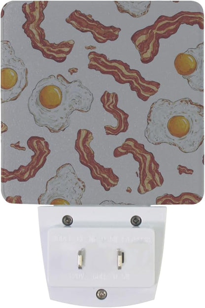 Pigsaly Led Night Light Vintage Bacon Tan Strips Fried Egg Night Light Plug in - Image 2