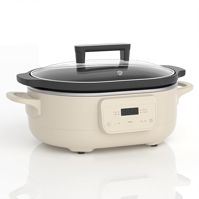 MAGNIFIQUE 6 Quart Programmable Slow Cooker Removable Healthy Nonstick Pot by INDY+VAC