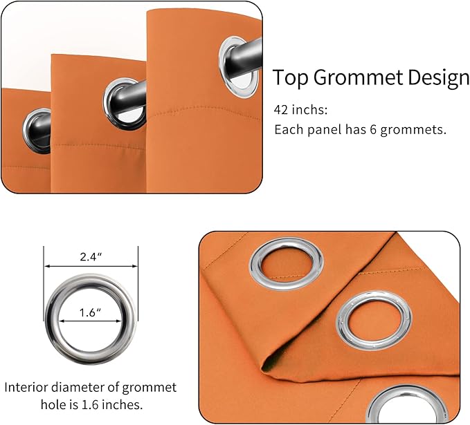 Easy-Going Blackout Curtains for Bedroom, Solid Thermal Insulated Grommet and - Image 4