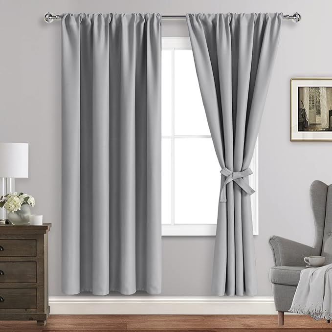 JIUZHEN Silver Grey Curtains for Bedroom by JIUZHEN