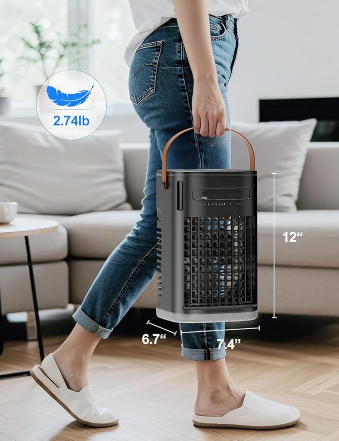 3-IN-1 Portable Air Conditioners, 5400mAh Built-In Battery Personal Evaporative - Image 9