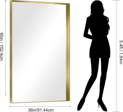 CIRCUMI Gold Bathroom Mirror, Brushed Finish, Tempered Glass, Large Mirror - Image 7