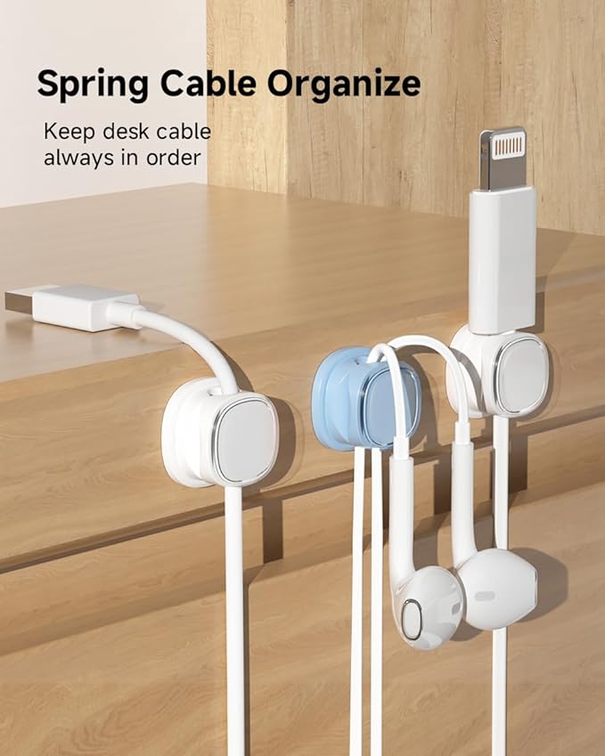 9 Pack Cord Organizer, Spring Cable Management, Adhesive Cute Cable Holder Clips - Image 2