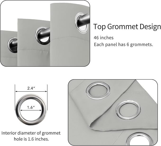 Easy-Going Blackout Curtains for Bedroom, Solid Thermal Insulated Grommet and - Image 4