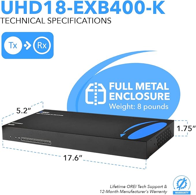 OREI 1x8 HDMI Extender Splitter HDBaseT 4K, HDR - Image 5