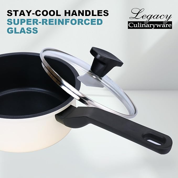 Nonstick Sauce Pan with Lid, 1.5Qt & 2Qt Set, PFOA Free, Kitchen Pots Induction - Image 5