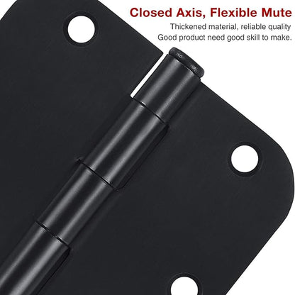 TDCHINGES 30 Pack Rounded Matte Black Door Hinges 3.5 Inch 5/8" Radius Interior - Image 6