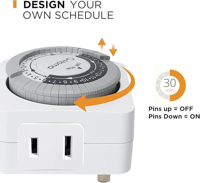 G-Homa Timers for Electrical Outlets 4 Packs, 24 Hour Indoor Plug-in Mechanical - Image 3