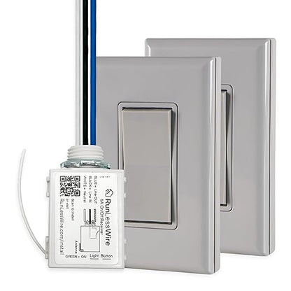 RunLessWire 3-Way Battery-Free DIY Wireless Light Switch Kit 150ft RF Range by RunLessWire