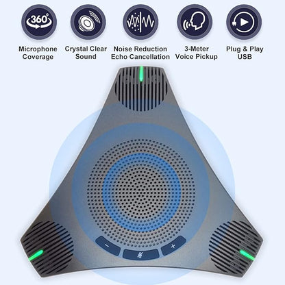 Conference Speaker and Microphone, 360° Omnidirectional USB Speakerphone - Image 2