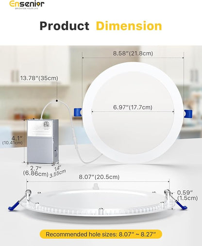 Ensenior 12 Pack 8 Inch LED Recessed Ceiling Light, 2700K-5000K 5CCT, 1600LM - Image 5