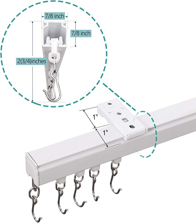 ChadMade Ceiling or Wall Mount Curtain Track Kit - 6ft Adjustable Length Drape - Image 2