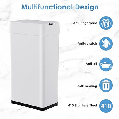 Arlopu 21.1 Gal Automatic Trash Can, 80L Stainless Steel Motion Sensor Garbage - Image 9