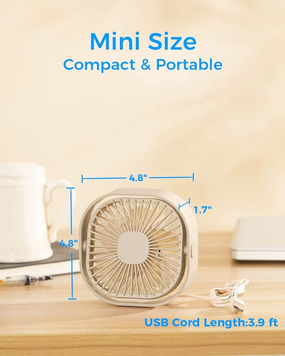 RJVW 4 Inch Small USB Desk Fan, 3-Speed Portable & 360°Rotatable Mini Cooling - Image 2