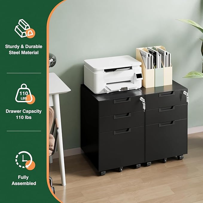 Letaya 3 Drawer Mobile File Cabinet - Image 5