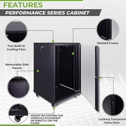 NavePoint 18U Server Cabinet Wall Mount Rack Enclosure - Image 2