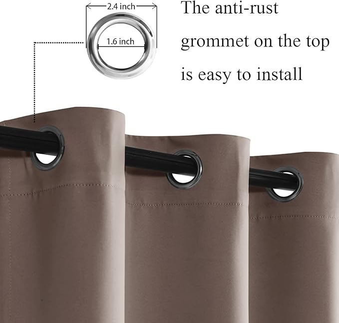JIUZHEN Tan Blackout Curtains - Image 2