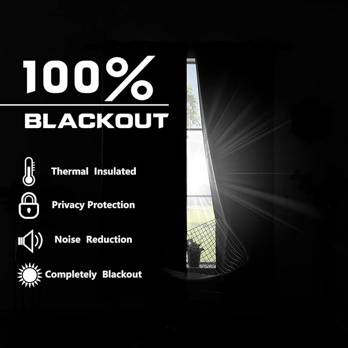 KOUFALL Blackout Curtains 96 Inches Long, Linen Textured Darkening Black Out - Image 6