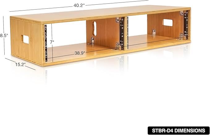 Sound Town DIY 2 x 4U Studio Rack, Solid Carbonized Bamboo, - Image 5
