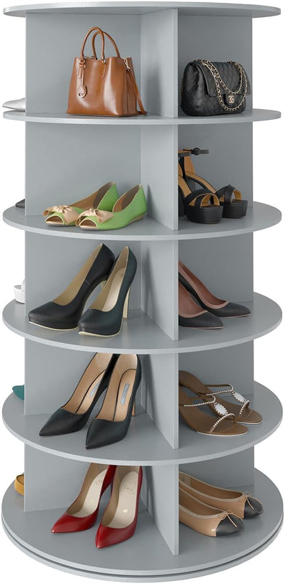 SpaceAid 5 Tier Rotating Shoe Rack Tower, Spinning Shoe Display Lazy Susan by SpaceAid
