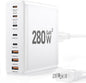 280W USB C Charger Block, 8-Port USB C Charging Station GaN III PD 65W Laptop by Ediliow