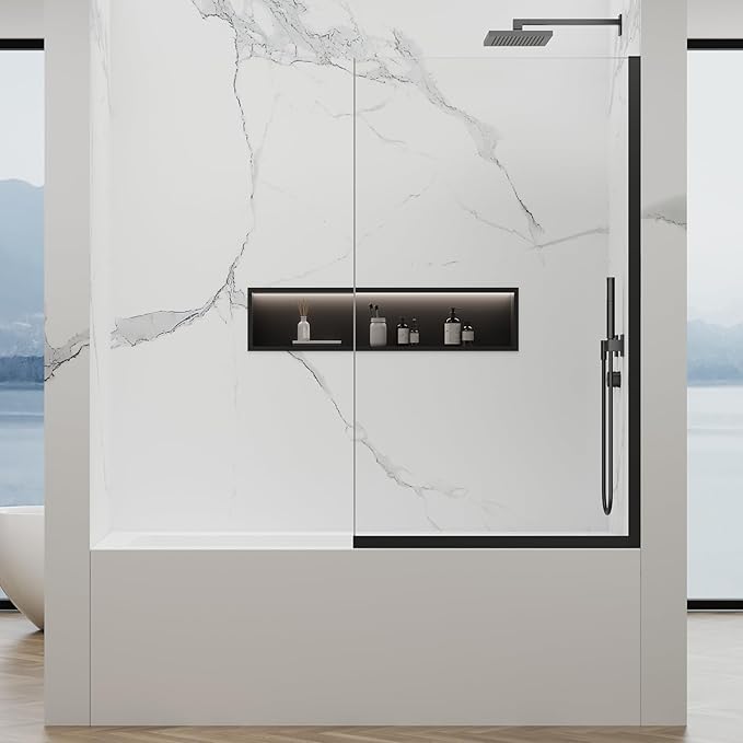 35" W x 60" H Bathtub Fixed Glass Panel, 3/8" Tempered Glass - Image 2