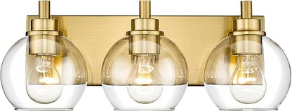 METWET Bathroom Light Fixtures, 3-Light Brushed Gold Vanity Light, Modern Wall by Metwet