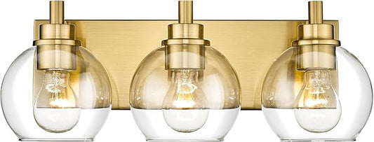 METWET Bathroom Light Fixtures, 3-Light Brushed Gold Vanity Light, Modern Wall by Metwet