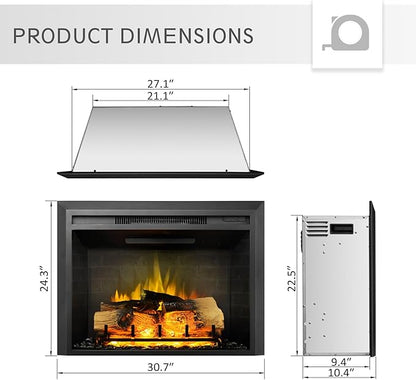 LegendFlame Carl 30" W Electric Fireplace Insert, Fireplace Heater 750/1500W - Image 3