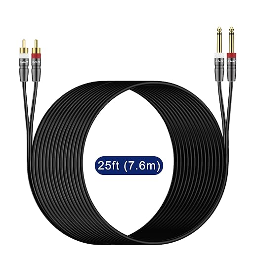 J&D Dual 1/4 inch TS to Dual RCA Cable, Heavy Duty 1/4 Male to RCA Male Adapter - Image 7
