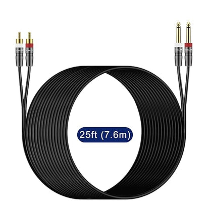 J&D Dual 1/4 inch TS to Dual RCA Cable, Heavy Duty 1/4 Male to RCA Male Adapter - Image 7