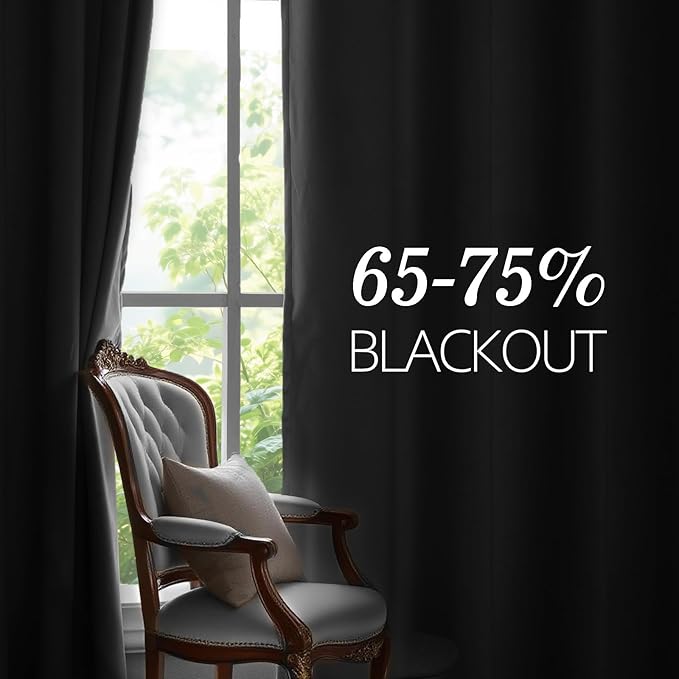 JIUZHEN Grey Velvet Curtains 72 inches Blackout Curtains - Image 2
