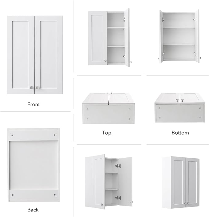 White Wall Mount Cabinet, MDF Over The Toilet Storage Cabinet - Image 5