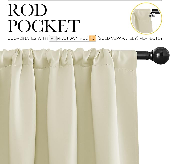NICETOWN Blackout Curtains for Living Curtains, Room Darkening Curtains & - Image 3