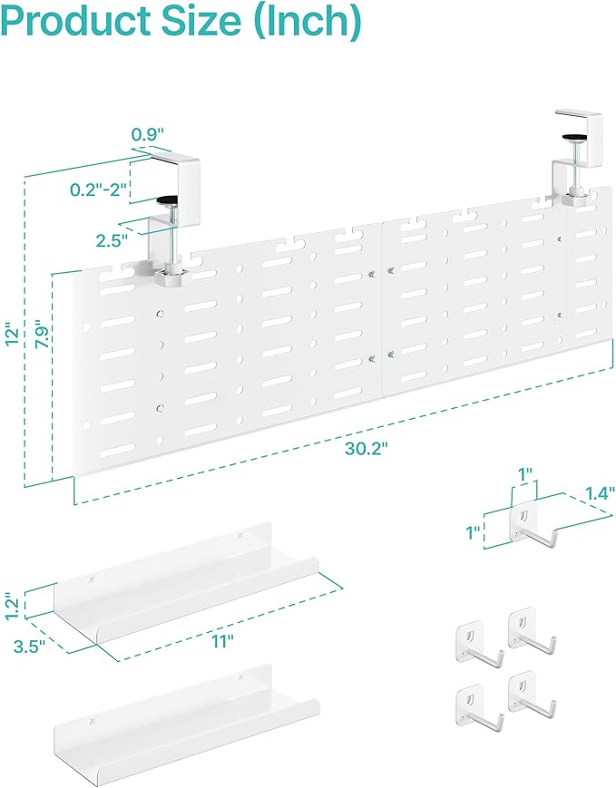 Under Desk Cable Management Tray, 30.2" Vertical Metal Pegboard Organizer - Image 9