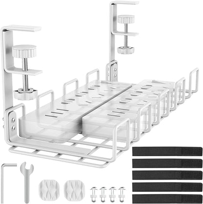 Under Desk Cable Management Tray, L 15.7''W 6.3'' No Drill Steel Desk Cable by REFLYING