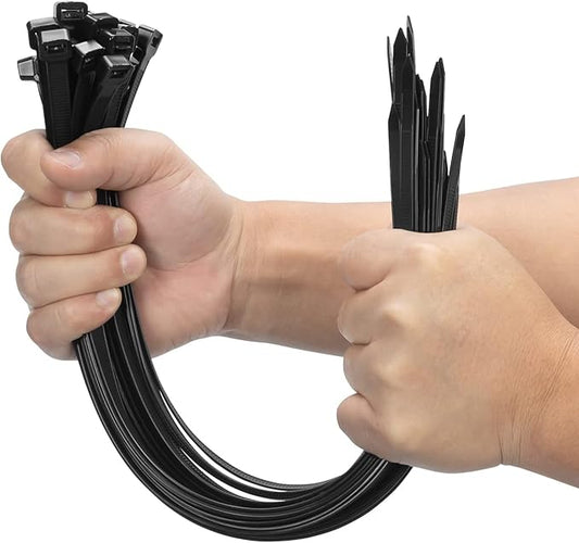 XINGO 16 Inch Black Large Zip Ties Heavy Duty 500 Pack, 200 LBS Ultra Strong by XINGO