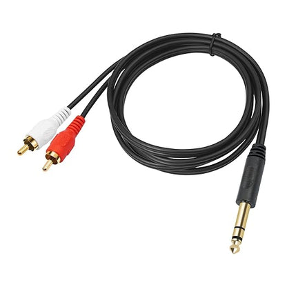 SiYear Gold-Plated 6.35mm 1/4 inch Male TRS Stereo Plug to 2 RCA Phono Male - Image 2